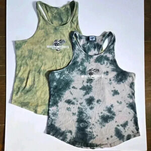 Jed North 2 pack training fitness athletic tank shirt tie dye green grey men M